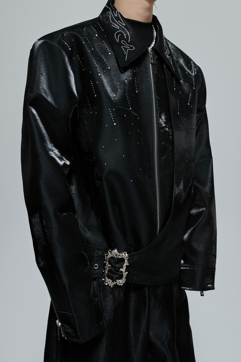 Silver Rhinestone Jacket Glossy Layered Rhinestone Jacket – Argue Culture