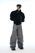 Double-Waist Layered Wide-Leg Trousers