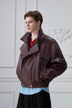 Deconstructed Cropped Faux Leather Jacket