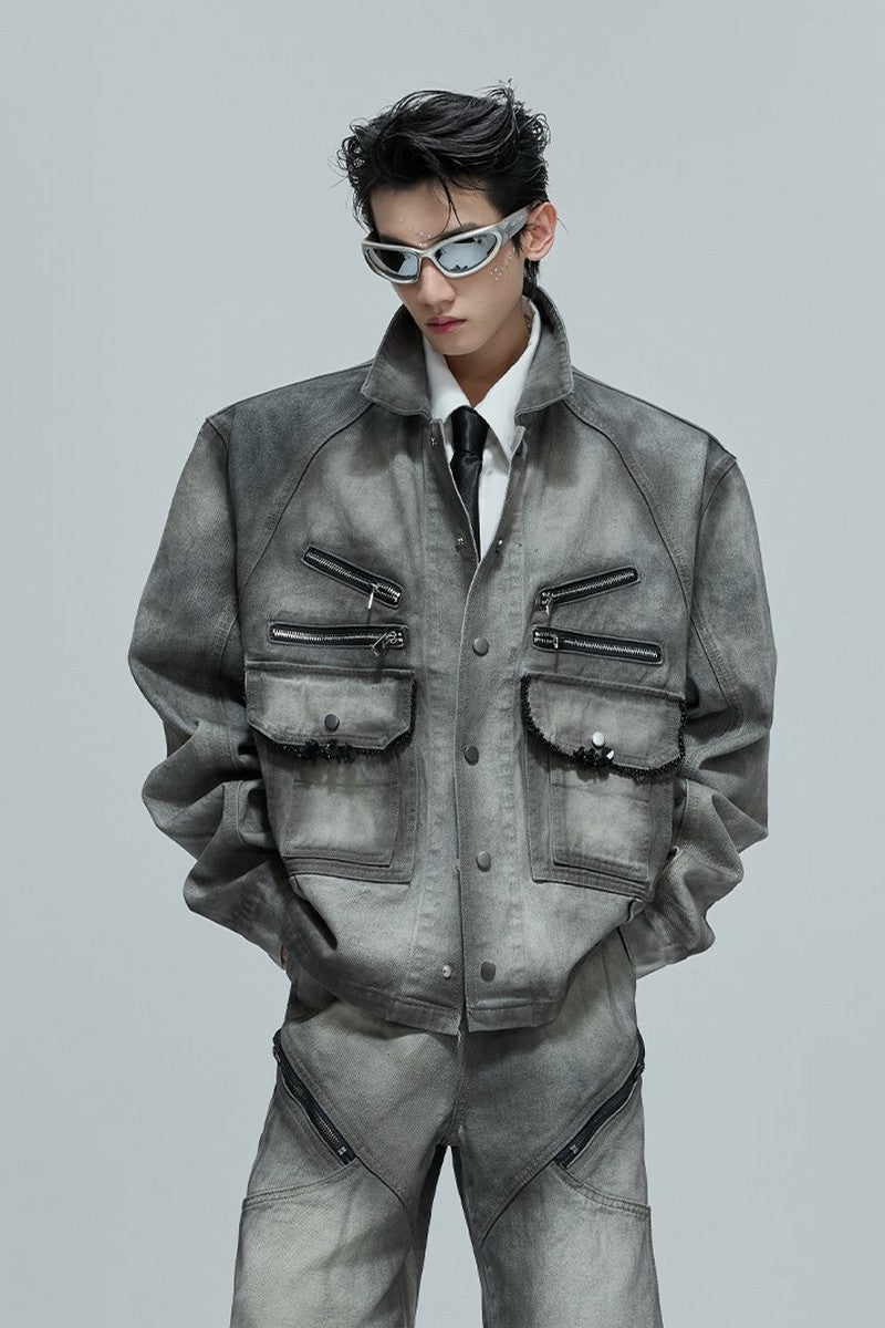 Vintage Cement Grey Denim Jacket