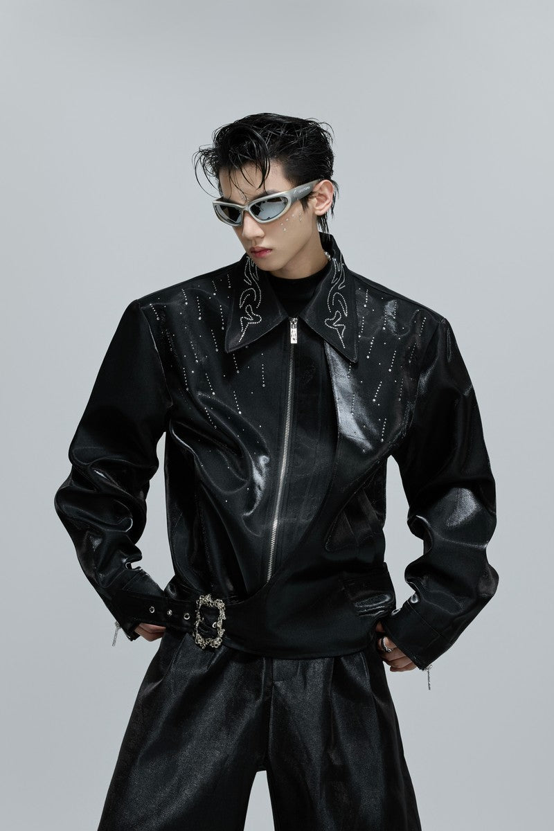 Glossy Layered Rhinestone Jacket