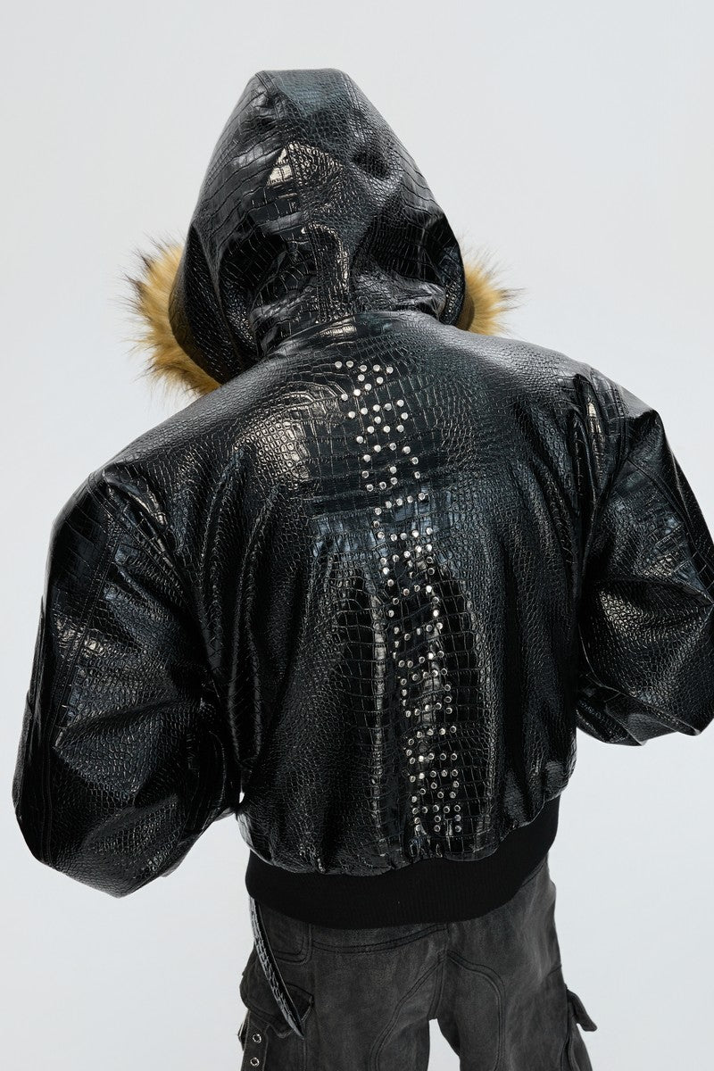 Reversible Croc Leopard Puffer Jacket