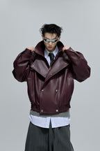 Deconstructed Cropped Faux Leather Jacket