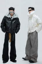 Faux Fur Puffer Biker Jacket