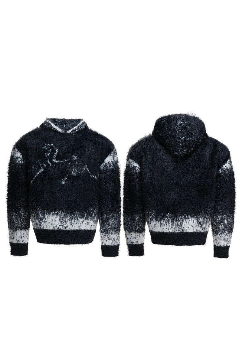 Gradient Faux Mink Hoodie Sweater