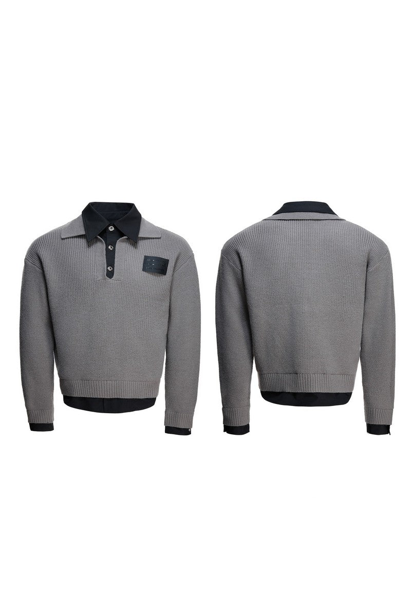 Layered Wool Knit Sweatshirt