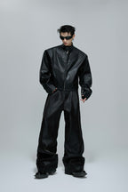 Embossed Moto Armor Leather Jacket