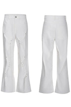 Pleated Studded Straight Jeans