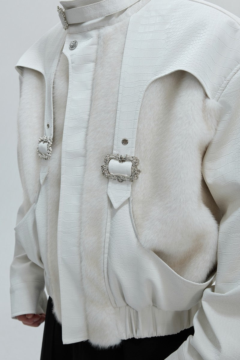 Crocodile Fleece Biker Jacket