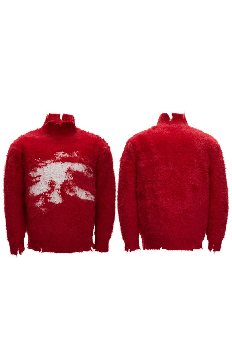 Faux Mink Mock Neck Knit Sweater