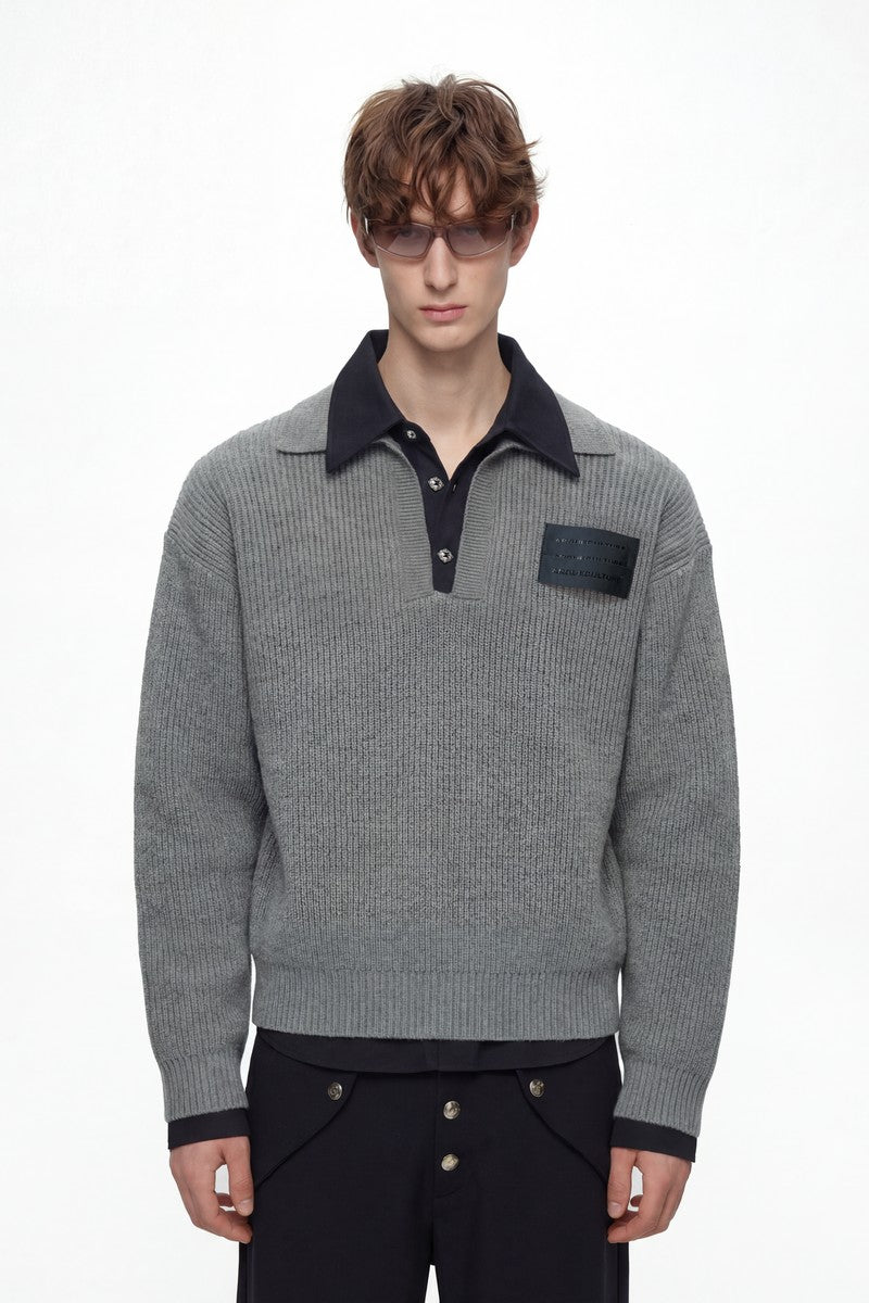 Layered Wool Knit Sweatshirt
