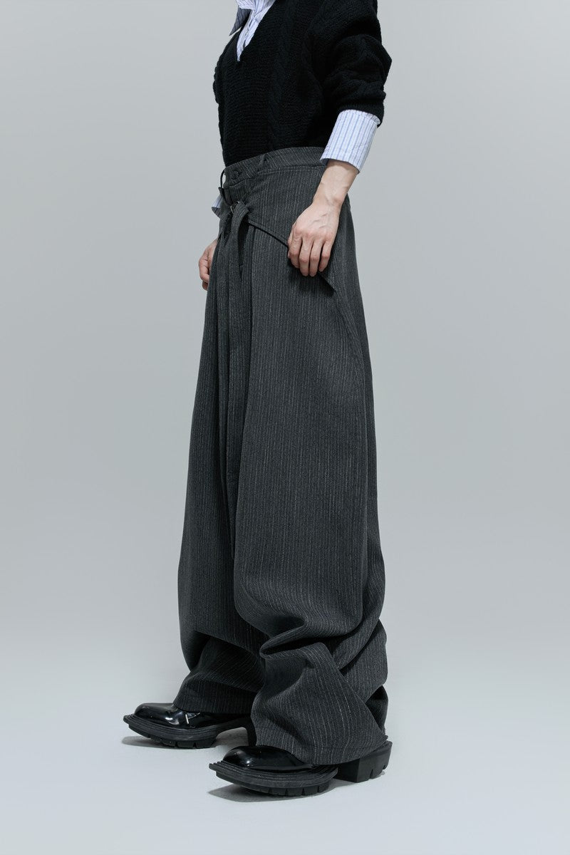 Deconstructed Striped Wide Leg Trousers