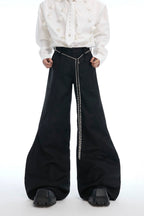 Deconstructed Flare Pants with Chain
