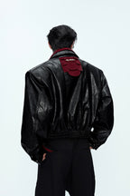 Glossy Snake Print Leather Jacket