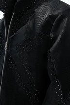 Crocodile Pattern Studded Cropped Jacket