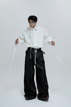 Detachable Bow Lace Trim Blouse