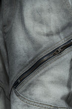 Vintage Cement Grey Zipper Jeans