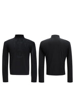 Embroidered Spine Mock Neck Tee