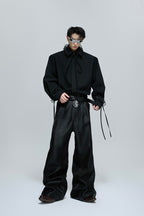 Detachable Bow Lace Trim Blouse