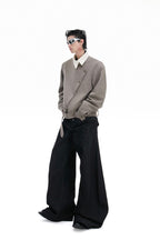 Asym Button Point Collar Jacket