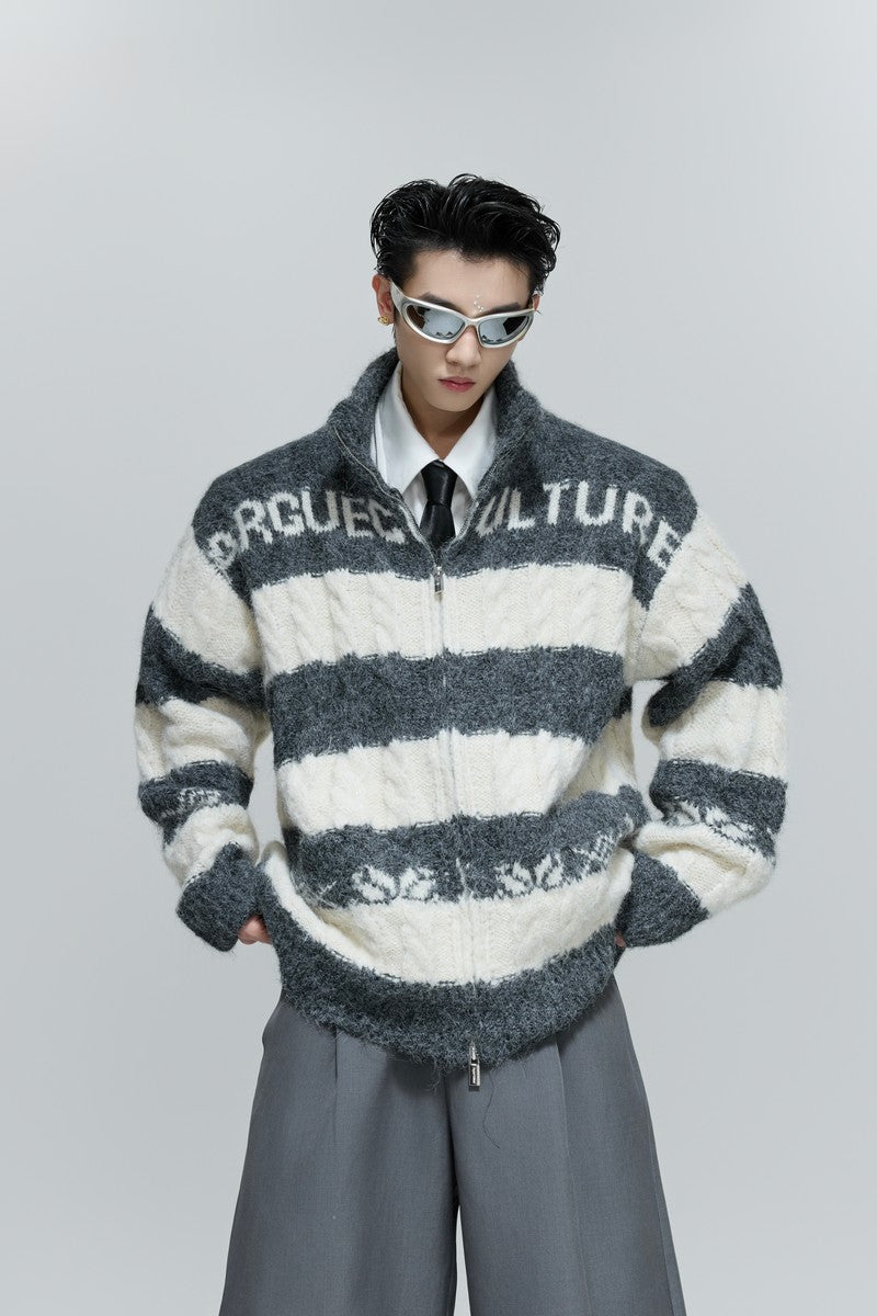 Colorblock Chunky Knit Cardigan