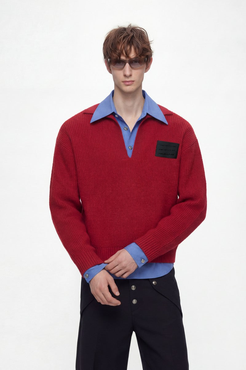 Layered Wool Knit Sweatshirt