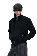 Suede Fur Collar Embellished Jacket