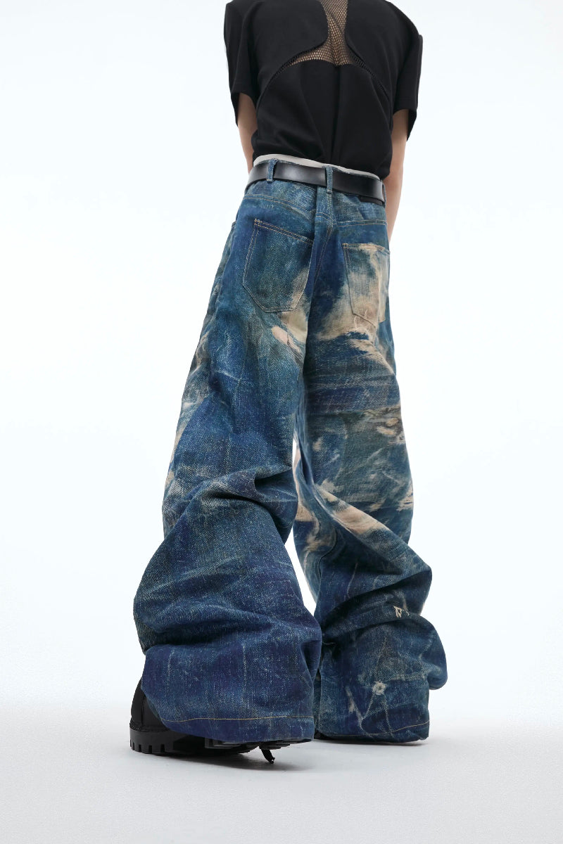 Vintage Distressed Print Jeans