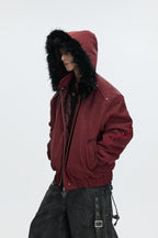 Embroidered Washed Leather Puffer