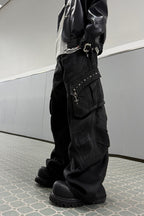 Waxed Multi Pocket Cargo Jeans
