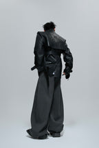 Deconstructed Rhinestone Leather Overcoat