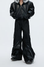 Deconstructed Wide Leg Wool Pants