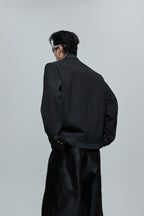 Striped V-Neck Padded Blazer