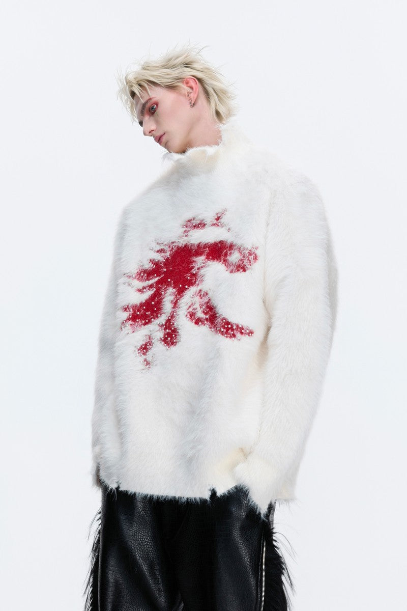 Faux Mink Mock Neck Knit Sweater