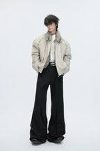 Washed Canvas Faux Wolf Fur Puffer
