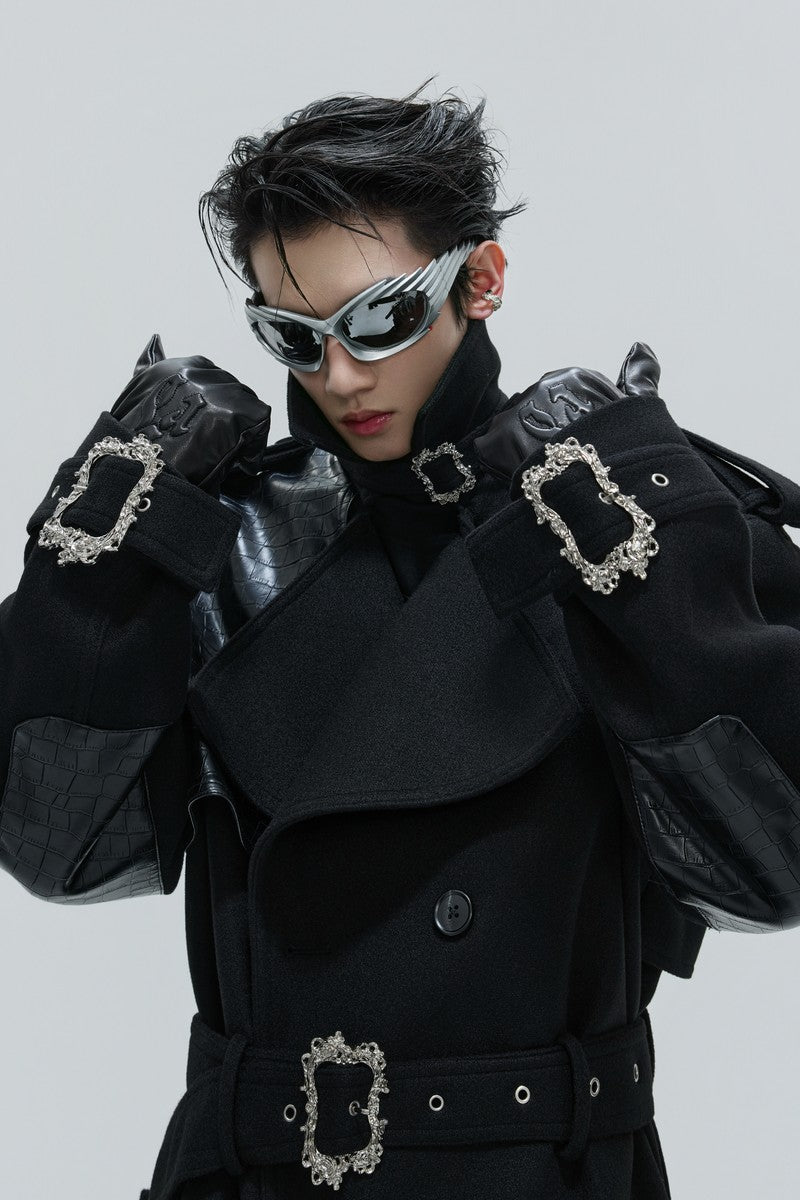 Crocodile Wool Belted Trench