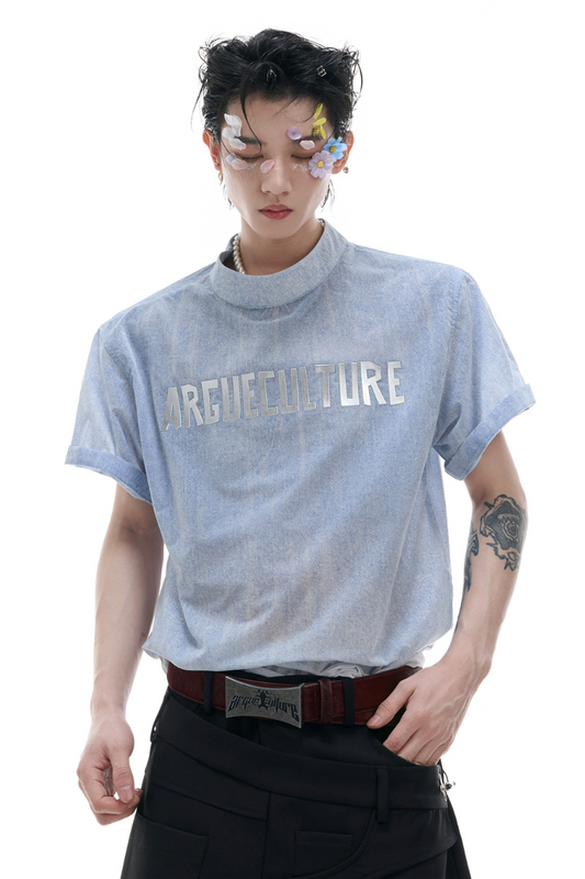 Ombre Denim Look Boxy Tee
