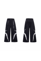 Deconstructed Contrast Stitch Wide-Leg Pants