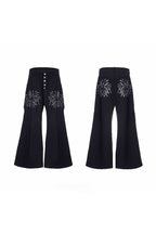 Sequin Flame Metal Button Flare Pants