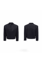 Hand-Embellished Rhinestone Harrington Jacket