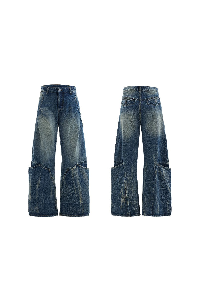 Washed Crackle Blade Jeans