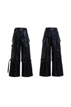 Vintage Strap Pocket Leather Pants