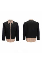 Striped Layered Studded Shirt Jacket