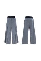 Striped Denim Panel Suit Trousers