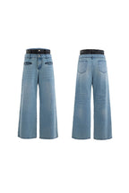Washed Distressed Layered Jeans