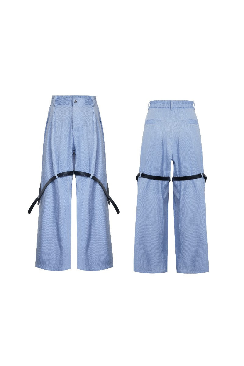 Textured Belted Suit Trousers