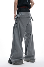 Striped Denim Panel Suit Trousers