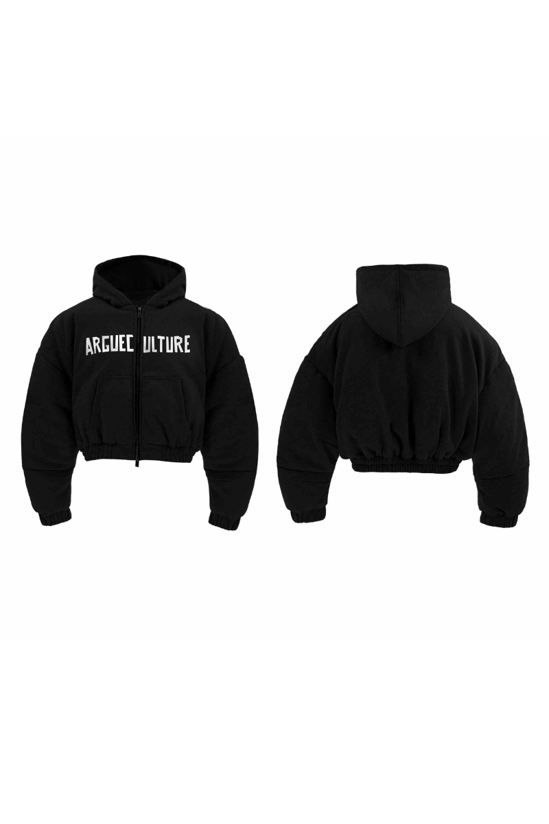 Cropped Hooded Bomber Jacket