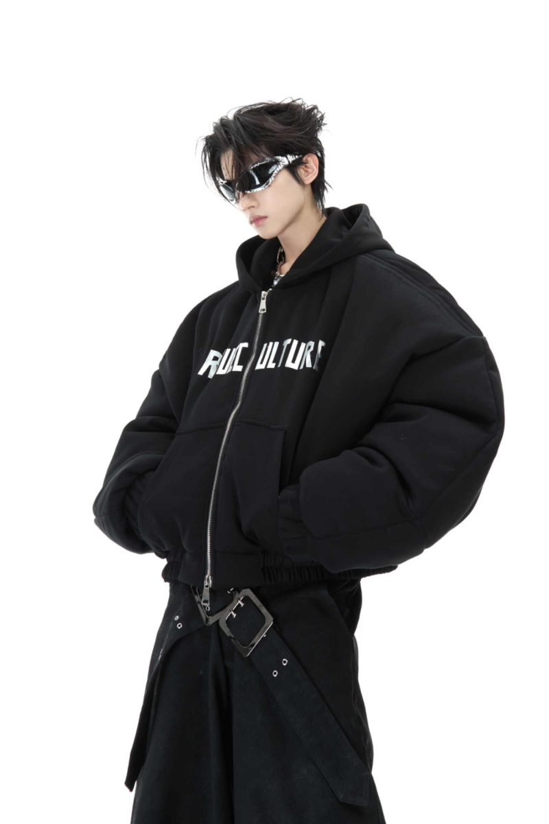 Cropped Hooded Bomber Jacket