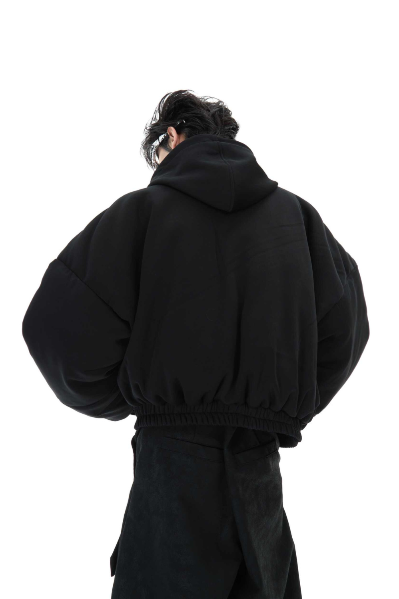 Cropped Hooded Bomber Jacket